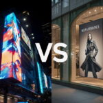 LED screen vs LCD display comparison for outdoor digital signage showing brightness and application differences