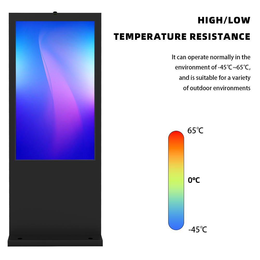 High and low temperature resistant outdoor digital display operating from -45°C to 65°C for extreme weather environments
