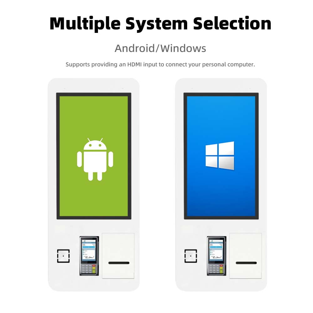 Self-service kiosk with multiple system selection - Android and Windows operating systems with HDMI input support