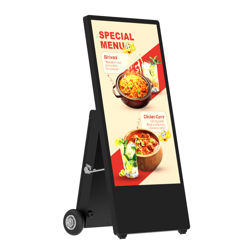 Right-side view of 43-inch high-brightness outdoor battery display