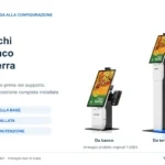 Chiosco POS modulare YJCEN nelle versioni da banco e da terra, con lo stesso schermo verticale, involucro stampante e supporto laterale del terminale di pagamento.