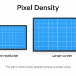 Due cornici per display commerciali di dimensioni diverse che mostrano la stessa griglia di pixel semplificata.