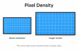 Due cornici per display commerciali di dimensioni diverse che mostrano la stessa griglia di pixel semplificata.