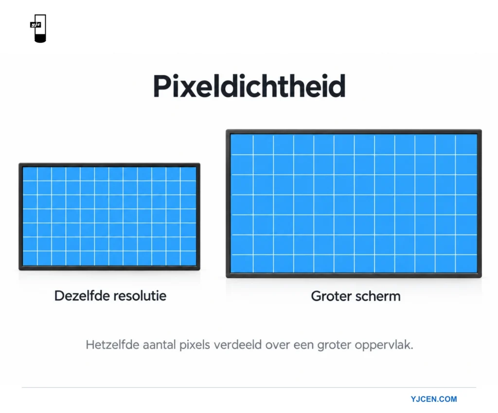 Twee professionele displays van verschillende formaten met hetzelfde vereenvoudigde pixelraster.
