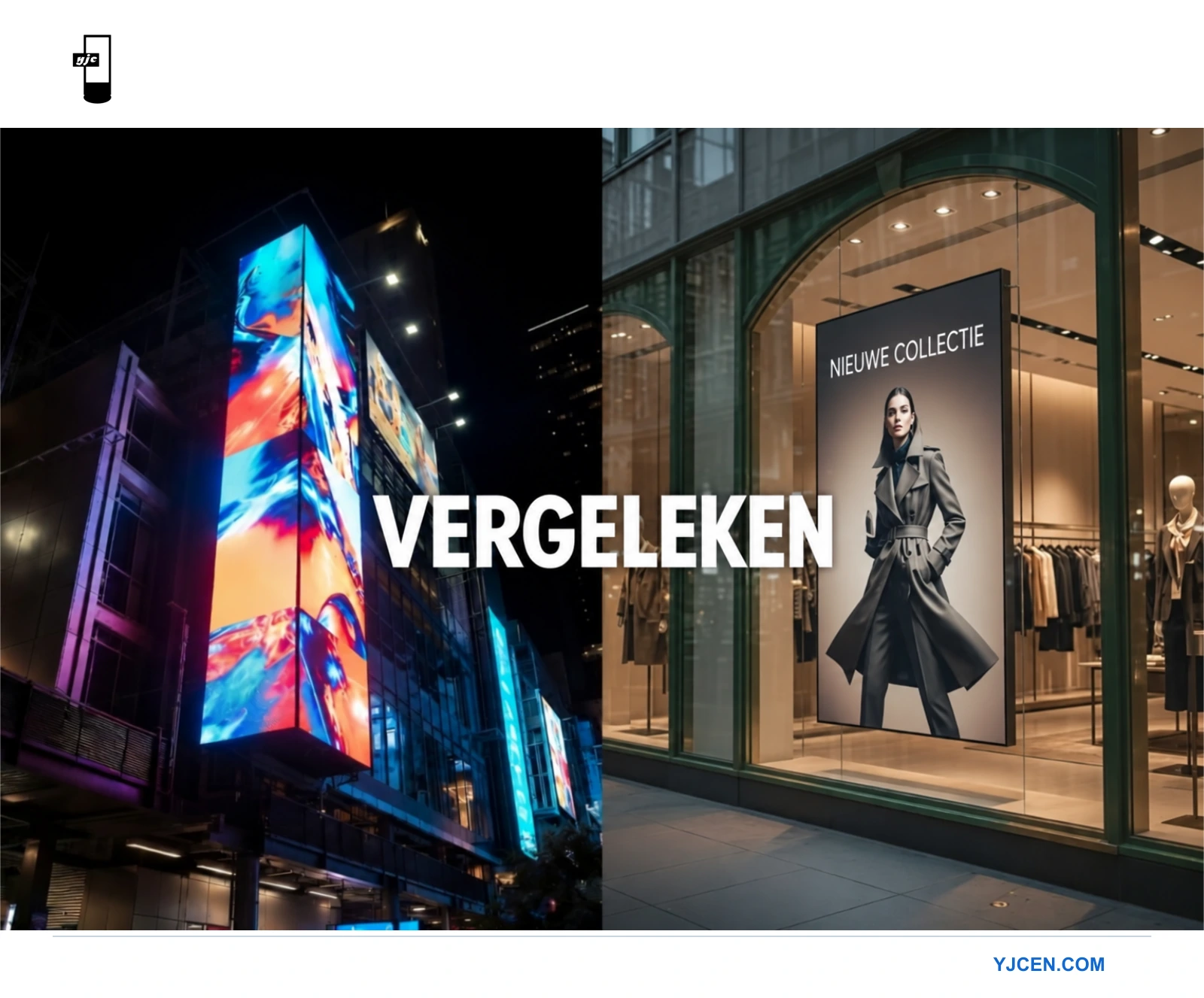 Vergelijking van LED-schermen en LCD-displays voor digitale buitendisplays, met verschillen in helderheid en toepassing