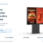 YJCEN:s drive-thru-menytavla med två utomhusskärmar, ämnen för installationsplanering, IP66-skydd och 3 000 nits ljusstyrka.