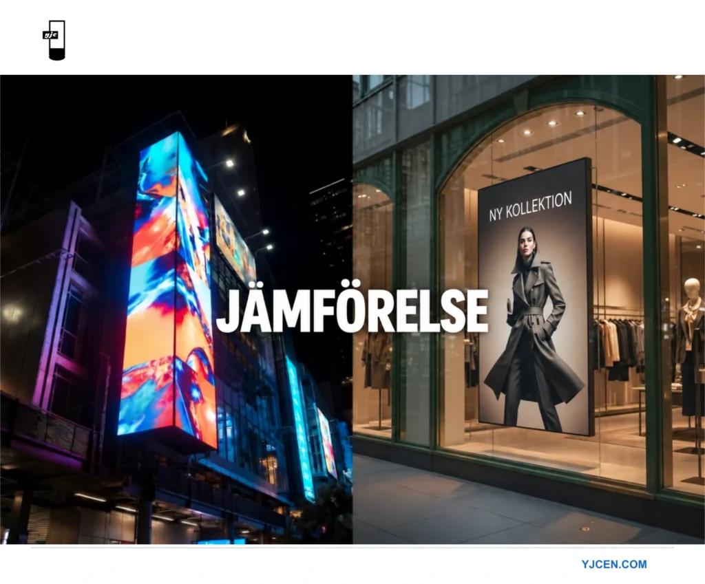 Jämförelse mellan LED- och LCD-skärmar för digital skyltning utomhus med skillnader i ljusstyrka och användning